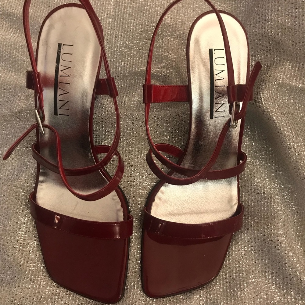 Sexy Dark Red Patent Leather high heel Sandals